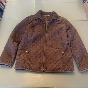 Quilted Brown Zip-Front Jacket